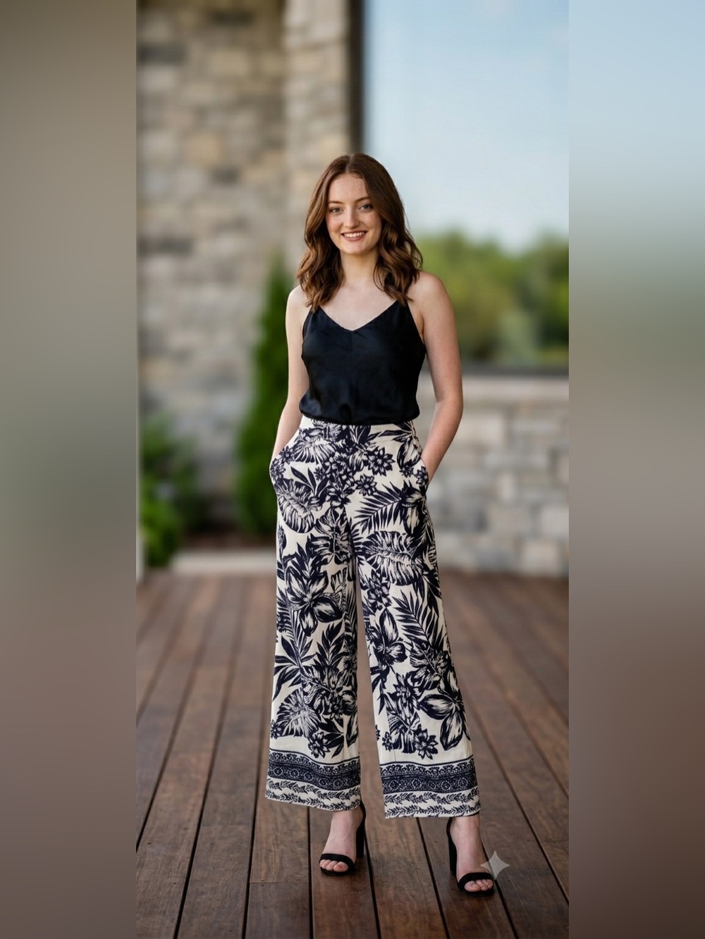PHILOSOPHY REPUBLIC Size XS Wide Leg Pull-On Pleated Front Palazzo Pants Floral
